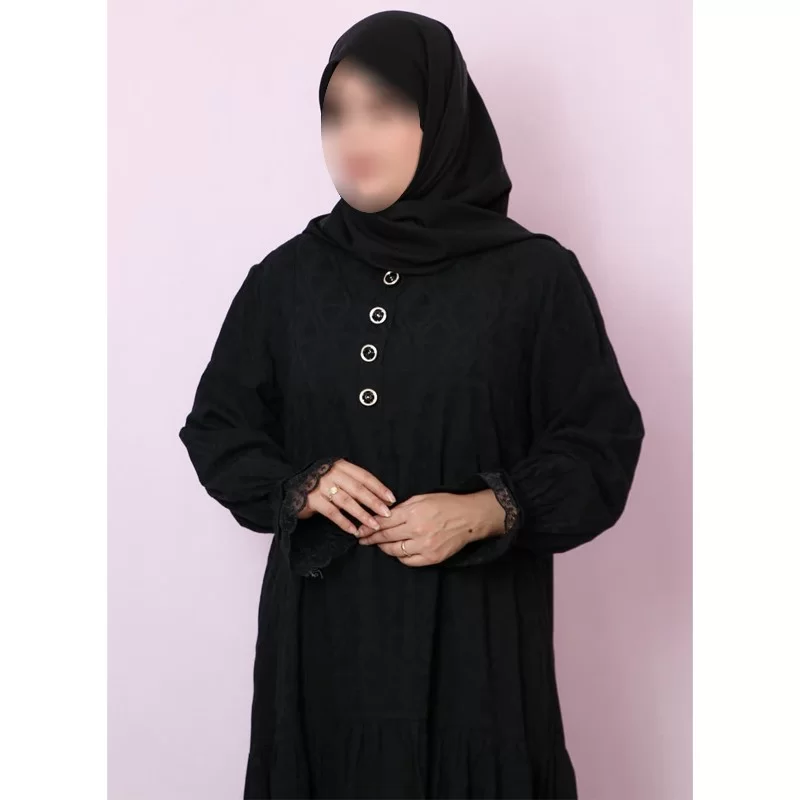 پیراهن عبایی مشکی طرح ثمین