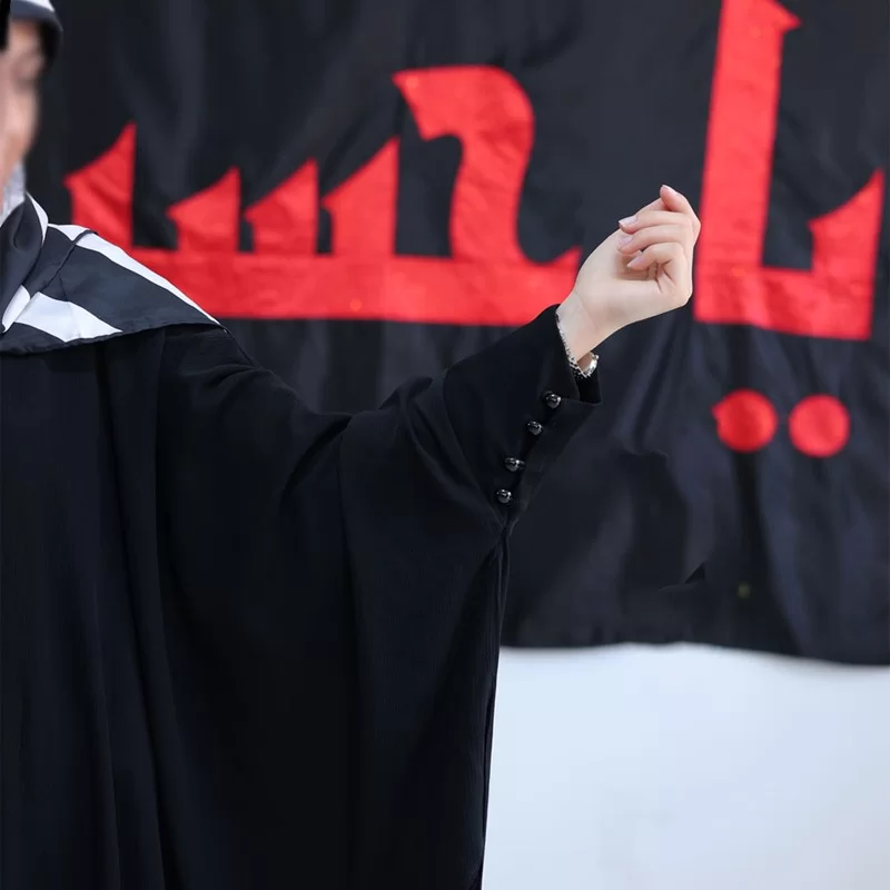 مانتو عبایی مشکی طرح آلاله
