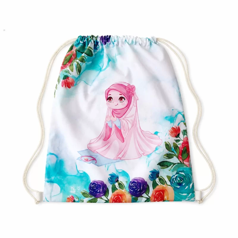 کوله پشتی مخمل سفید گلدار دخترانه