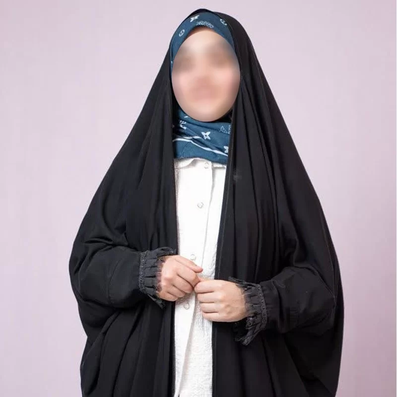 چادر مشکی دخترانه طرح بهارا کرپ ندا قطری