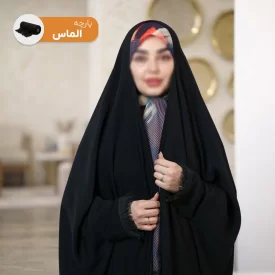 چادر عبایی مشکی طرح بهارا کرپ حریر الماس