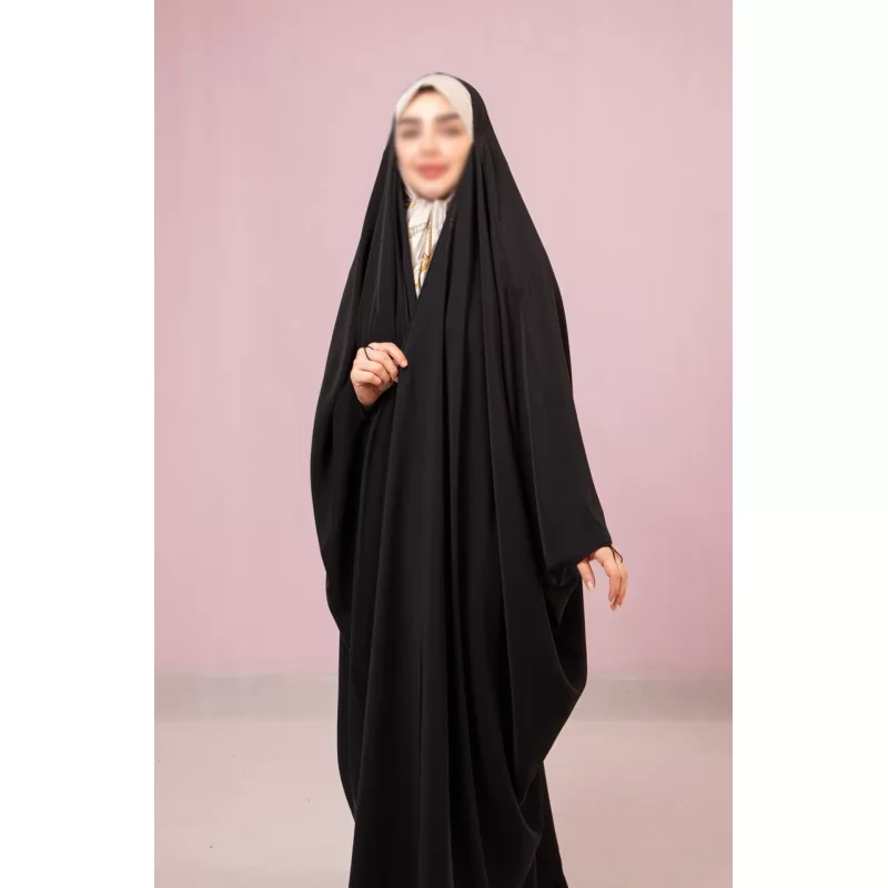 چادر عربی مشکی طرح جده ساده کرپ کره