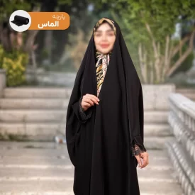 چادر عبایی مشکی طرح رستا کرپ حریر الماس