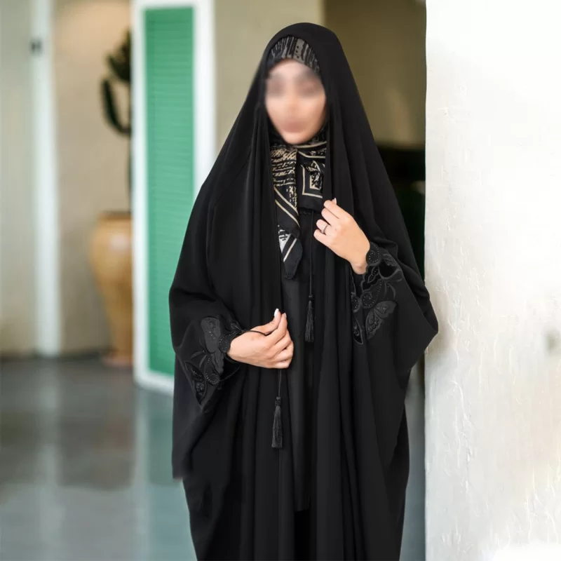 چادر مشکی عربی ندا امارات طرح پروانه کد 3036