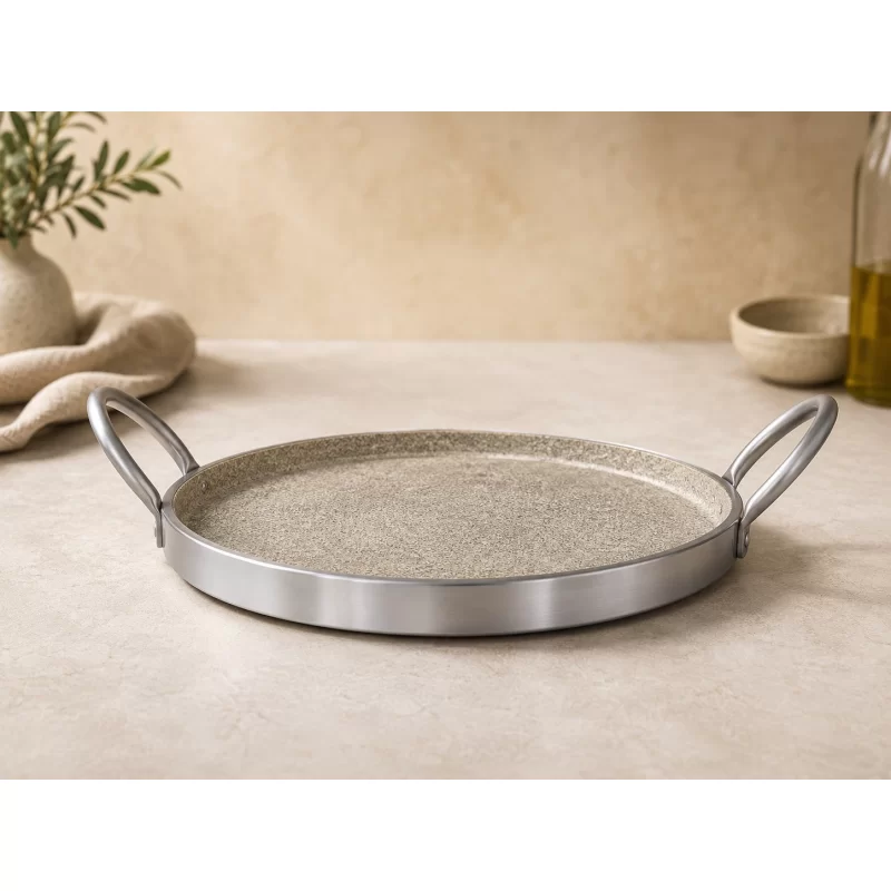 ماهیتابه و گریل سنگی با دسته استیل کلاسیک
