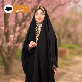 چادر عبایی مشکی طرح رستا کرپ حریر الماس