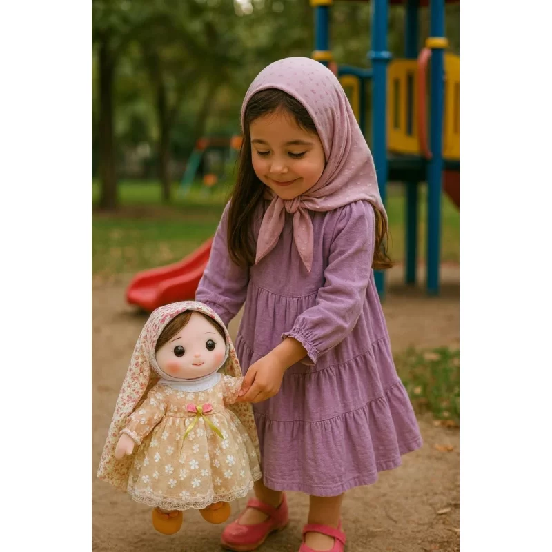 عروسک دخترانه دارای گوشواره و آرنج آلا مدل گل گندم 