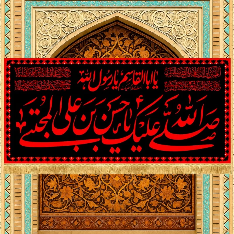 کتیبه مخمل طرح یا حسن بن علی المجتبی (ع) کد 2