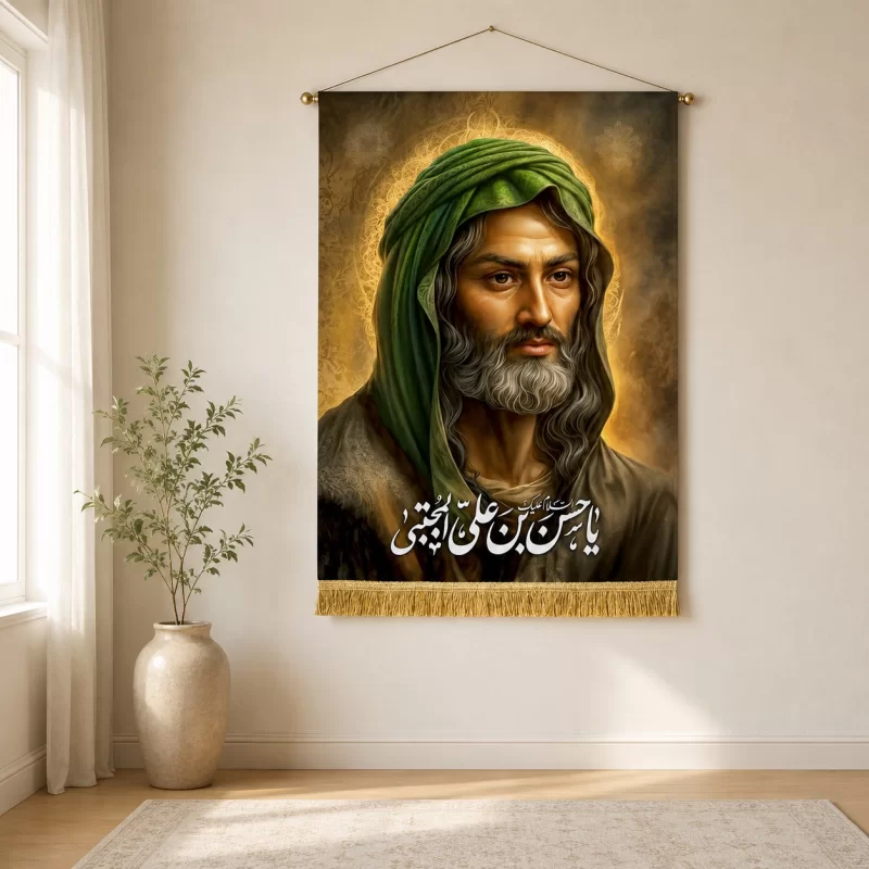 کتیبه مخمل طرح تمثال امام حسن مجتبی (ع)