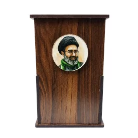 جامدادی رومیزی چوبی دوطرفه رهبر شهید و امام مجتبی خامنه ای