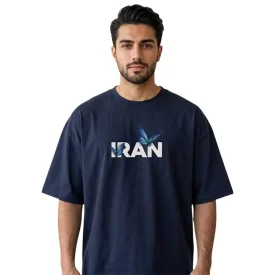 تیشرت مردانه آستین کوتاه سرمه ای طرح ایران