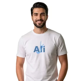 تیشرت مردانه آستین کوتاه مشکی طرح ALI