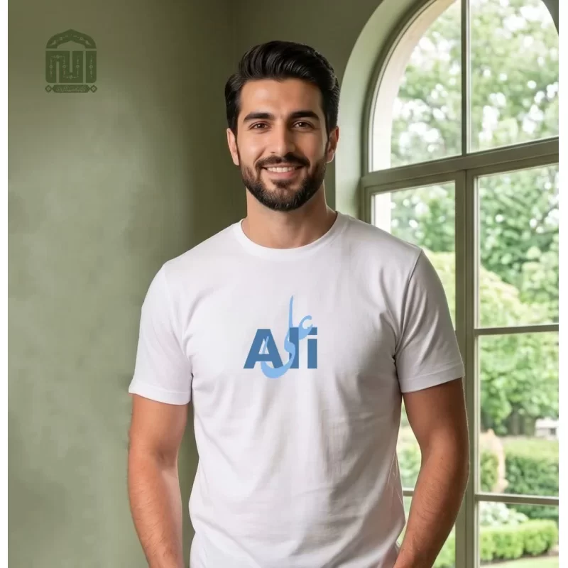 تیشرت مردانه آستین کوتاه مشکی طرح ALI