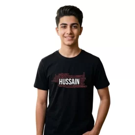 تیشرت مردانه آستین کوتاه مشکی طرح حسین
