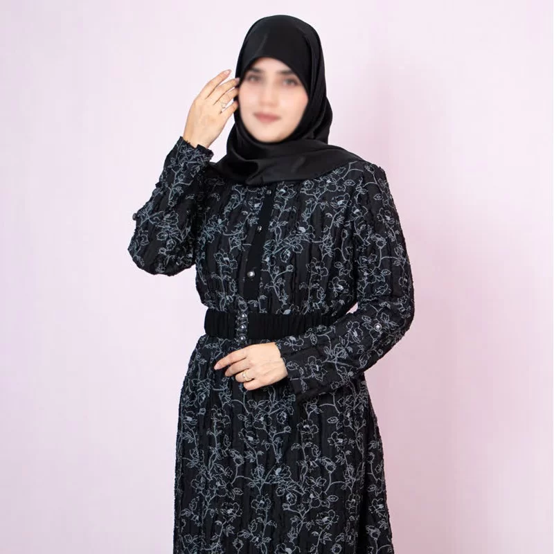 پیراهن زنانه مشکی طرح گلدار