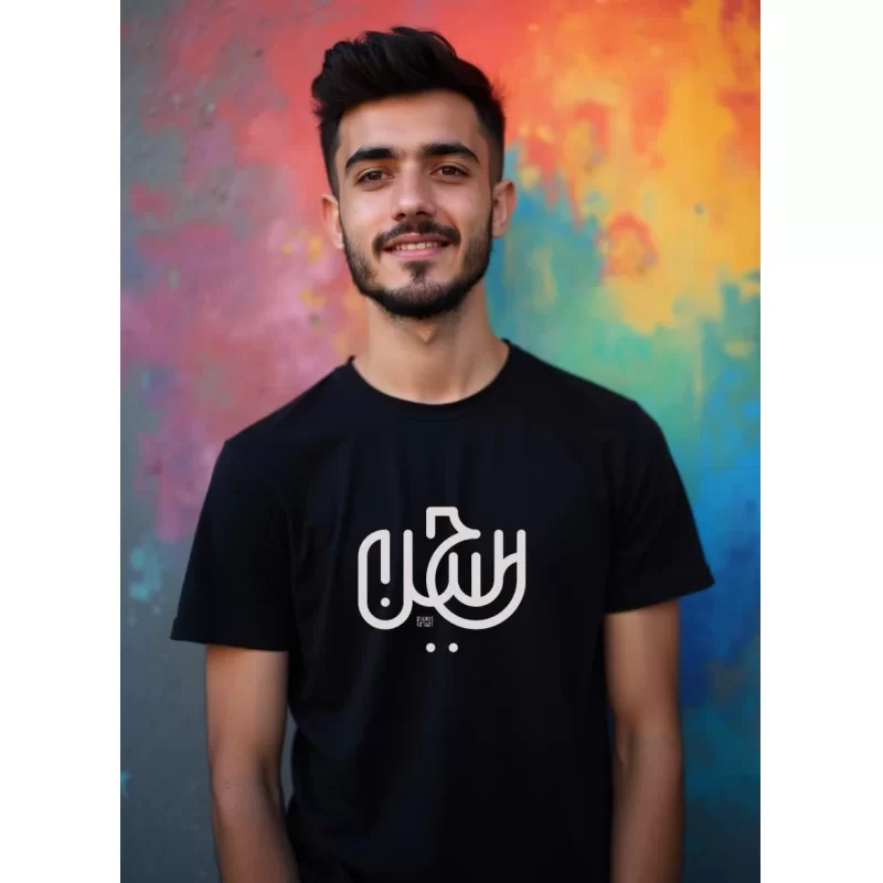 تیشرت مردانه آستین کوتاه مشکی طرح حسین