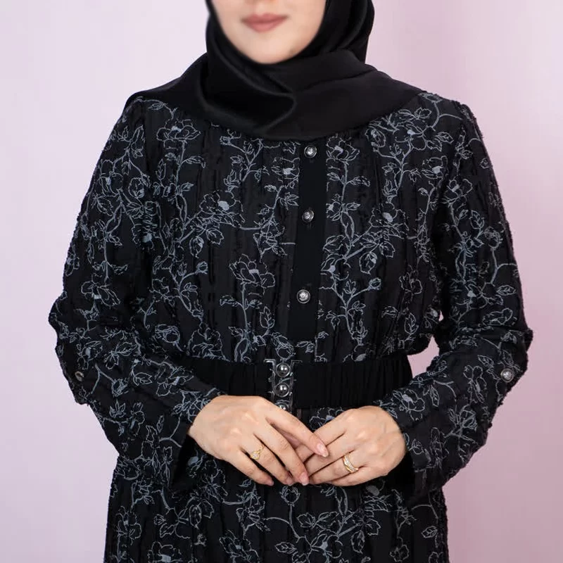 پیراهن زنانه مشکی طرح گلدار