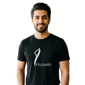 تیشرت مردانه آستین کوتاه مشکی طرح حسین