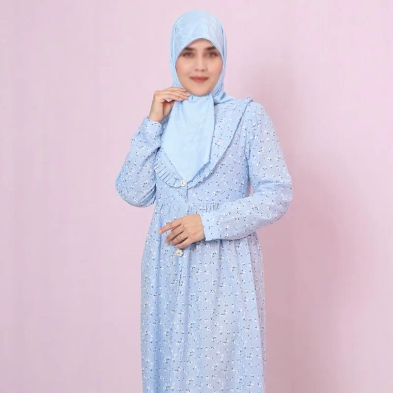 پیراهن زنانه آبی طرح گلگچی