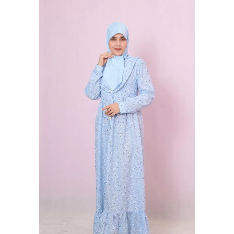 پیراهن زنانه آبی طرح گلگچی
