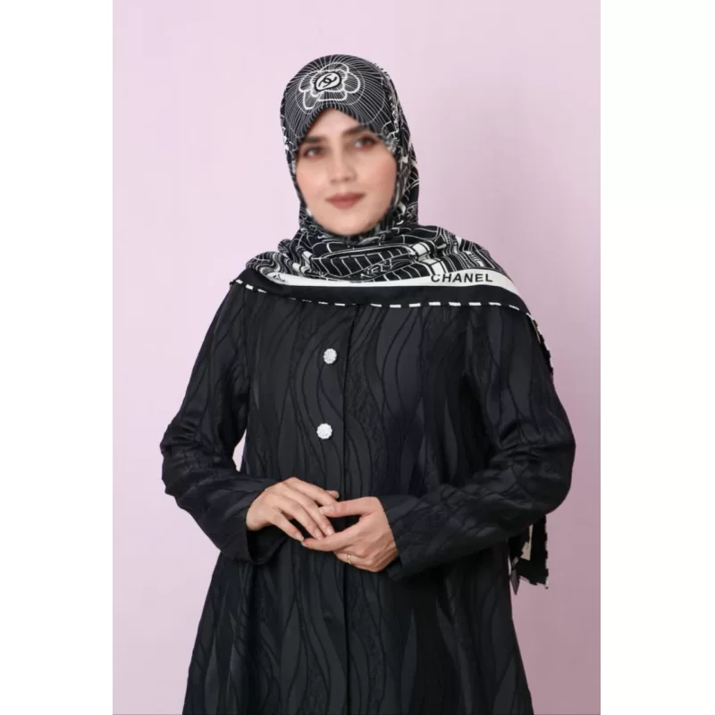 مانتو طرحدار مشکی طرح موج