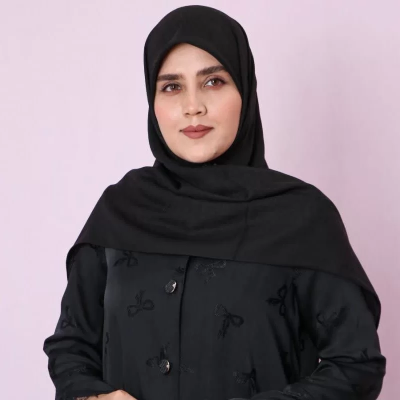 مانتو عبایی مشکی طرح پاپیون
