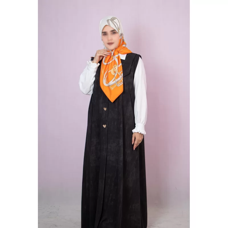 وست بلند مشکی طرح کتان لمه