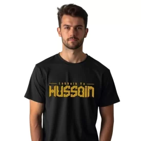 تیشرت مردانه آستین کوتاه مشکی طرح houssein