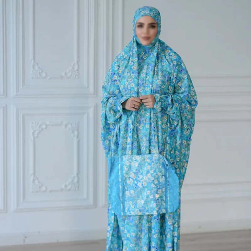 ست عبادت گلدار آبی طرح آرامش 