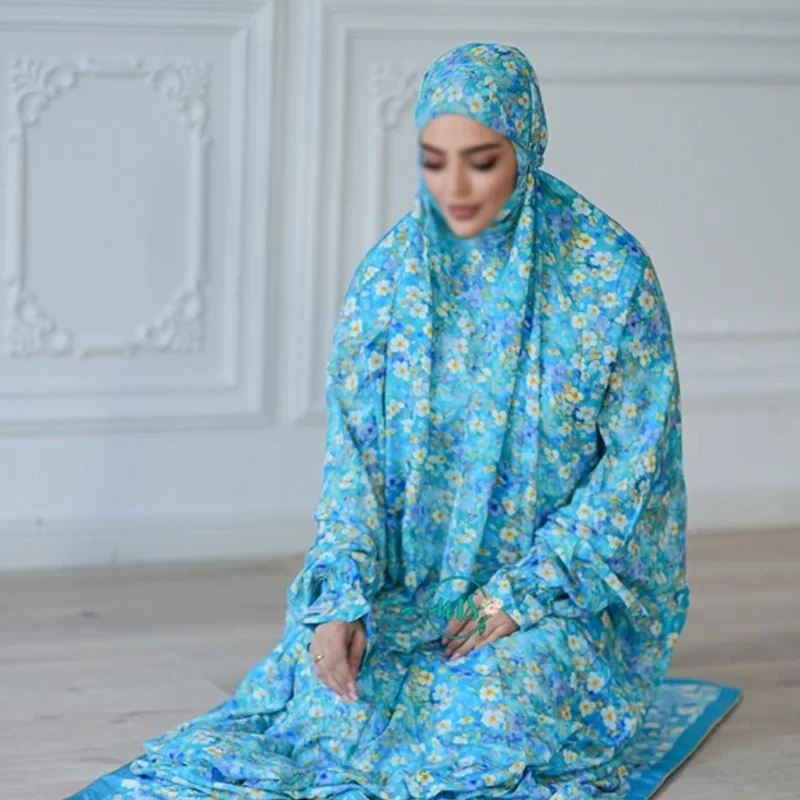 ست عبادت گلدار آبی طرح آرامش 