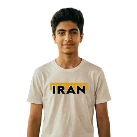 تیشرت مردانه آستین کوتاه سفید طرح IRAN