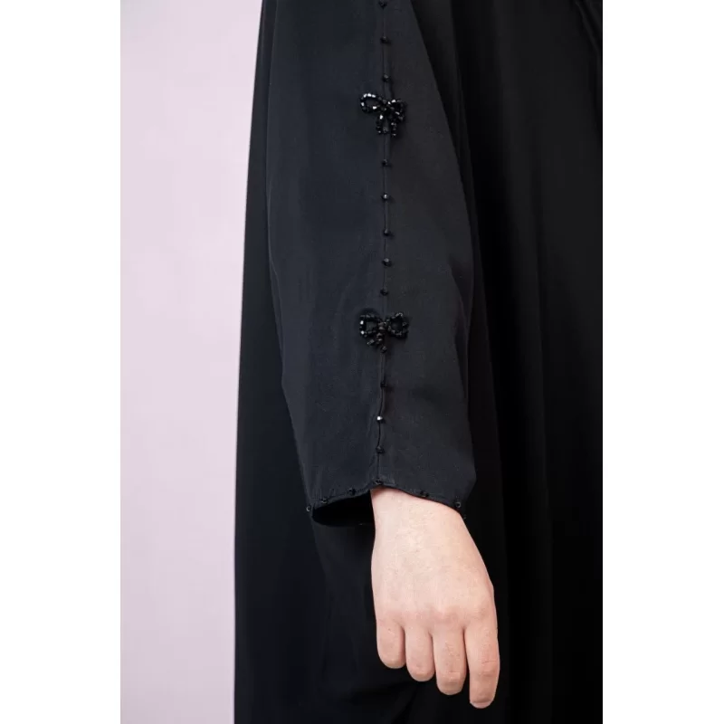 چادر عربی دخترانه مشکی طرح نیکان