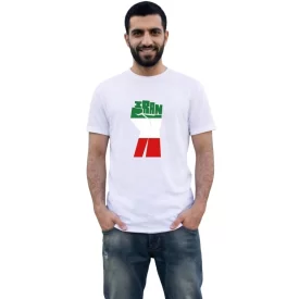 تیشرت مردانه آستین کوتاه سفید طرح IRAN