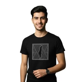 تیشرت مردانه آستین کوتاه مشکی طرح غزه
