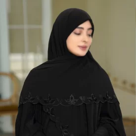 روسری مشکی کار شده کد 17378