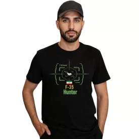 تیشرت مردانه آستین کوتاه مشکی طرح شکار F_35