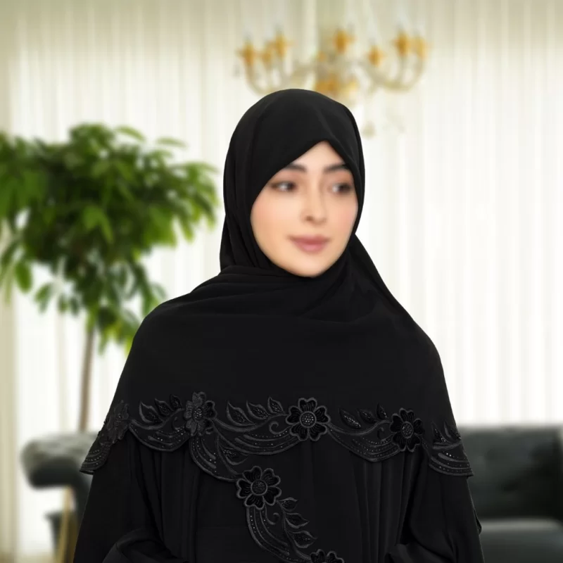 روسری مشکی کار شده کد 17377