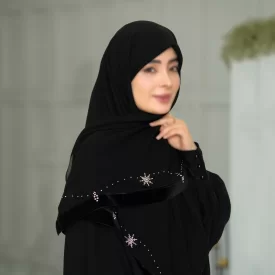 روسری مشکی کار شده کد 17381
