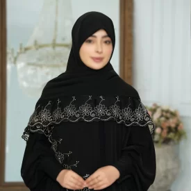 روسری مشکی کار شده کد 17380