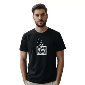 تیشرت مردانه آستین کوتاه مشکی طرح پرواز فلسطین