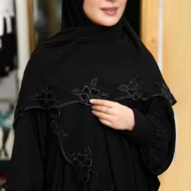 روسری مشکی کار شده کد 9889