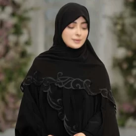 روسری مشکی کار شده کد 16719