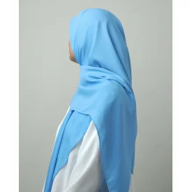 روسری ساده کرپ‌حریر آبی‌ آسمونی