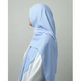 روسری ساده کرپ‌حریر آبی‌ یخی