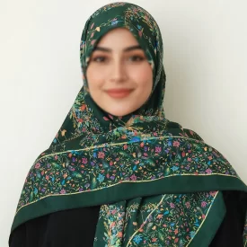 روسری گلدار طرح طاووس سبز