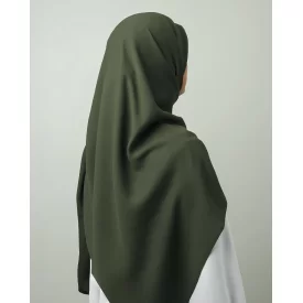 روسری ساده کرپ‌حریر زیتونی