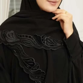 روسری مشکی کار شده کد 16716