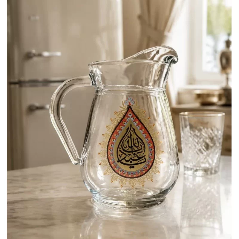 پارچ آب بلور یک لیتر طرح ذکر اباعبدالله (ع) 2 طرف طرح