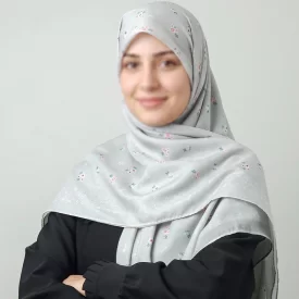 روسری گلدار طرح ارغوان طوسی