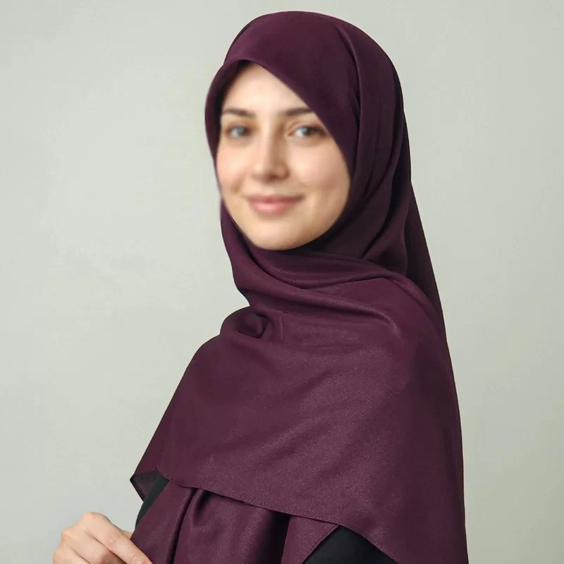 روسری کرپ‌حریر شاین بادمجونی